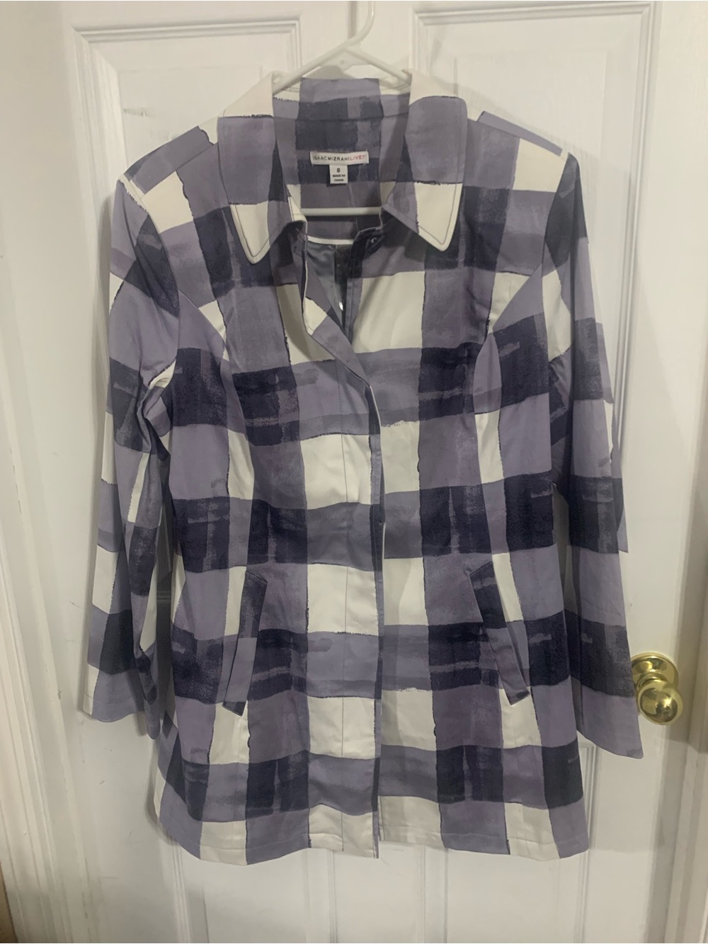 Plaid Purple & White Button-Front Jacket